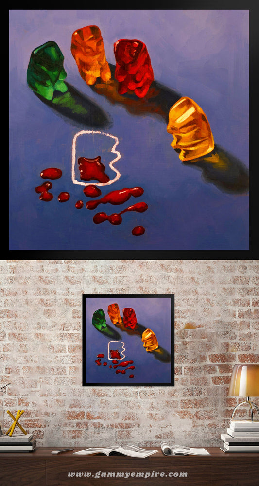 Gummy Bear CSI Crime Scene - Framed Art Print