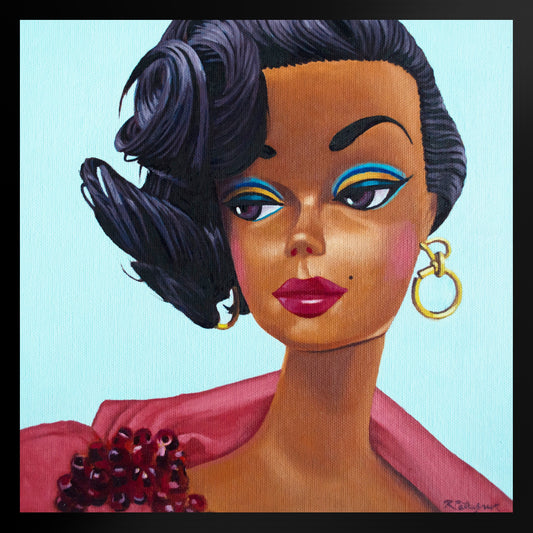 Vintage Black Barb doll - Framed Art Print