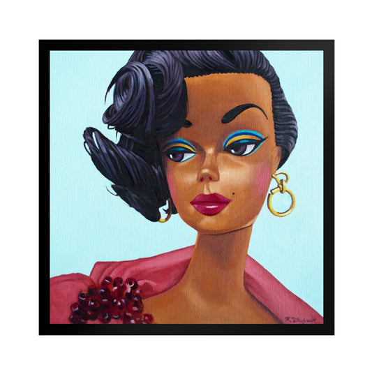 Vintage Black Barb doll - Framed Art Print
