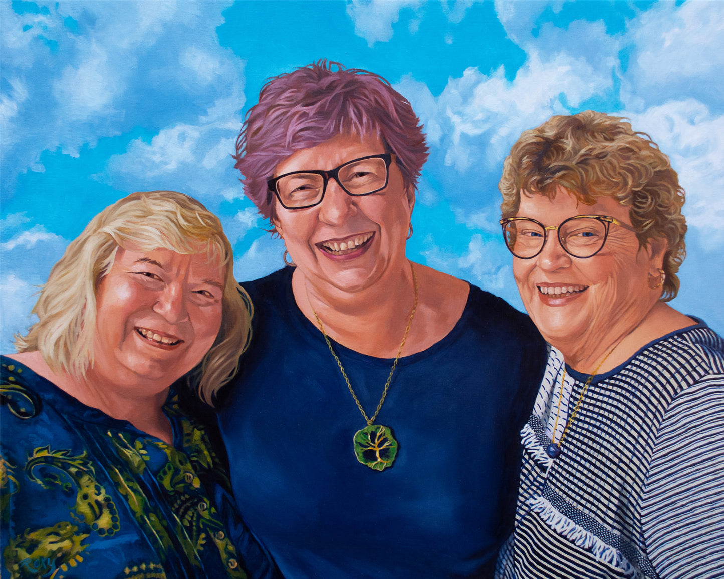 Girlfriends portrait - ORIGINAL OIL PAINTING - commission