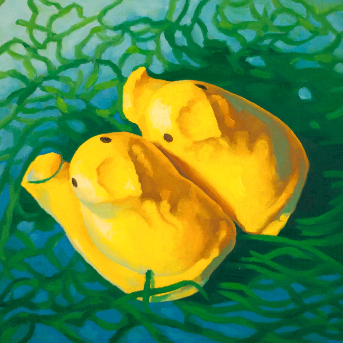 Easter Basket Peeps Art Print from oil painting - squishy funny animal art makes great baby shower or birthday gift