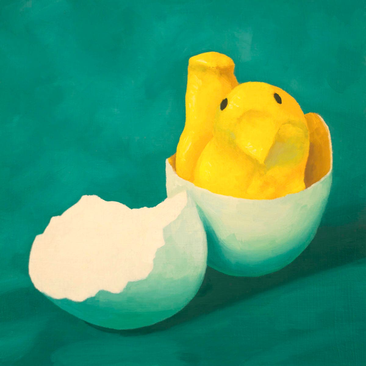 Birthday Peeps Art Print from oil painting - Funny squishy marshmallow peep for Easter basket baby shower or nursery art