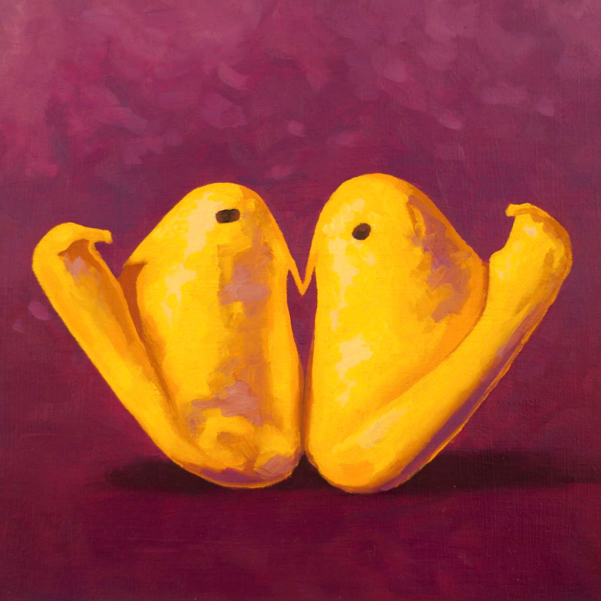 Marshmallow Peeps Art Print from oil painting - Squishy peep show makes great Valentines day gift or 2 year anniversary gift