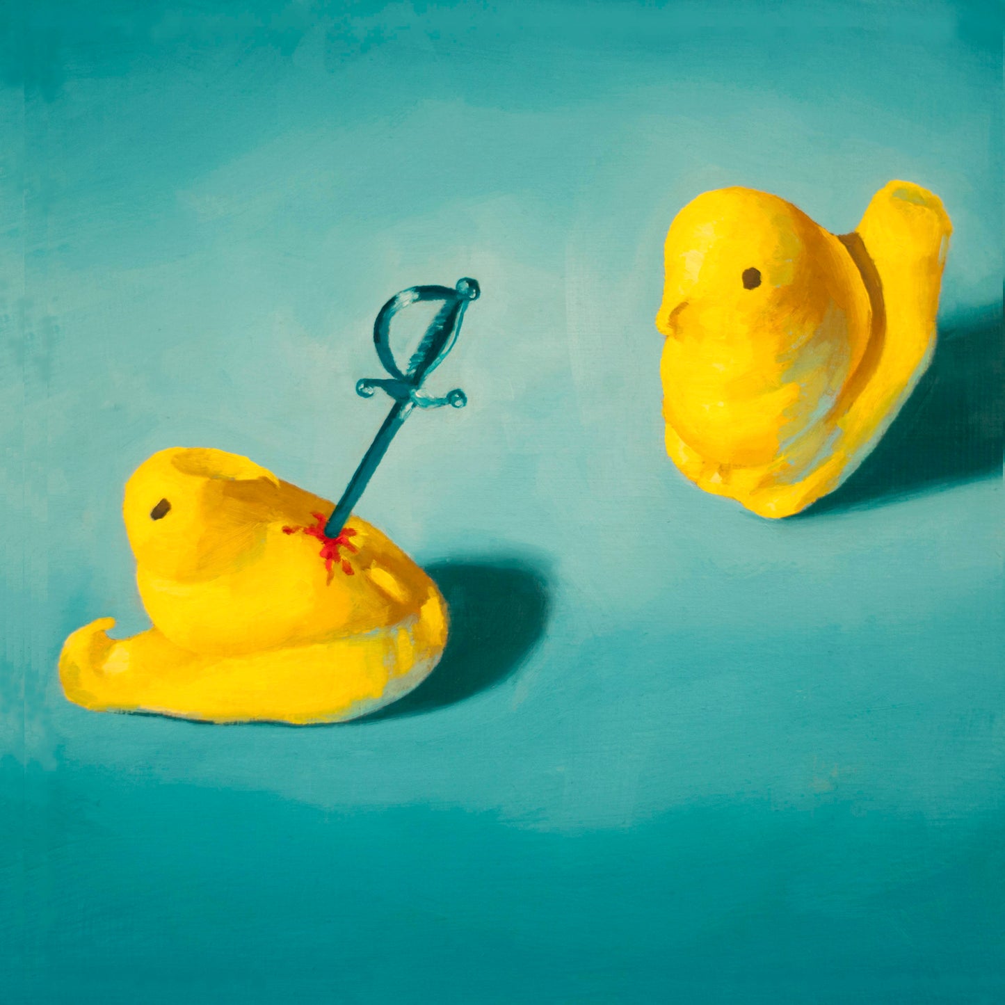 Creepy cute Peeps Art Print from oil painting - Funny animal art birthday gift of squishy marshmallow chicken baby