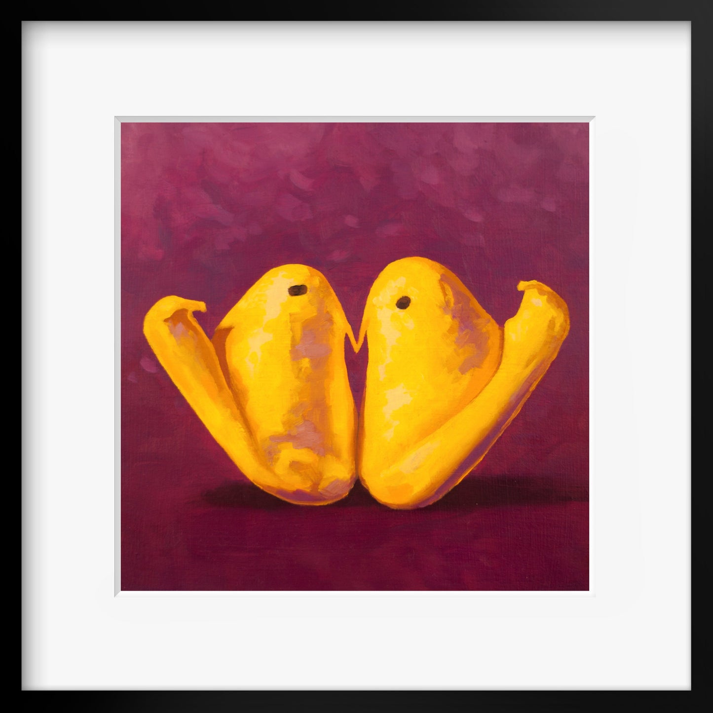Marshmallow Peeps Art Print from oil painting - Squishy peep show makes great Valentines day gift or 2 year anniversary gift
