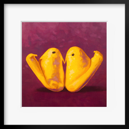 Marshmallow Peeps Art Print from oil painting - Squishy peep show makes great Valentines day gift or 2 year anniversary gift