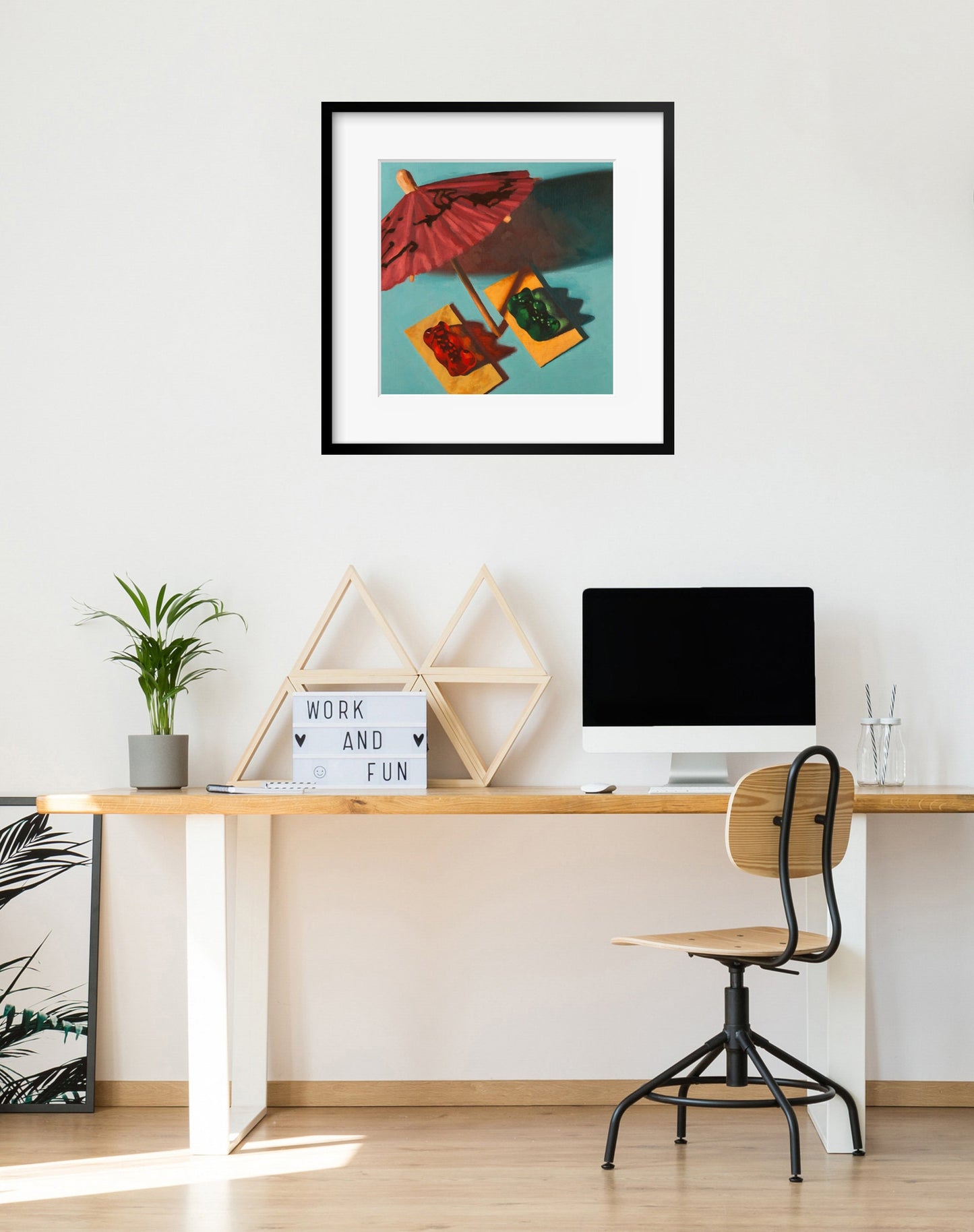 Gummy Bear Beach Bum Art print from oil painting - tropical surf art for airbnb or retirement party