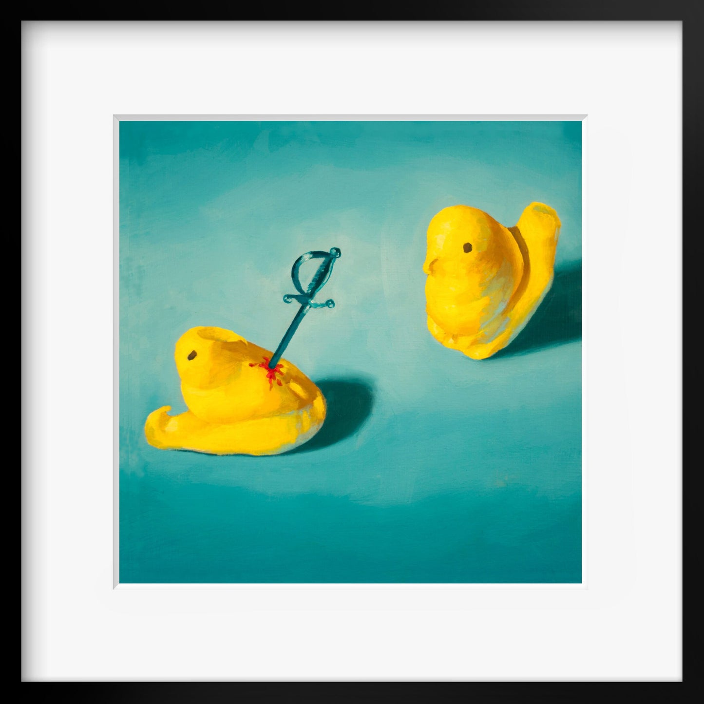 Creepy cute Peeps Art Print from oil painting - Funny animal art birthday gift of squishy marshmallow chicken baby