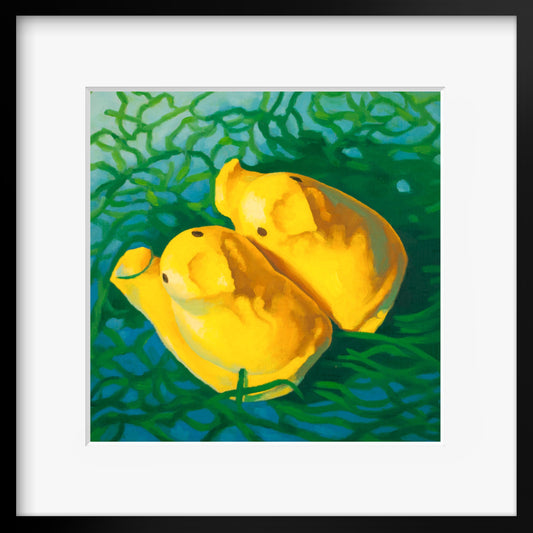Easter Basket Peeps Art Print from oil painting - squishy funny animal art makes great baby shower or birthday gift