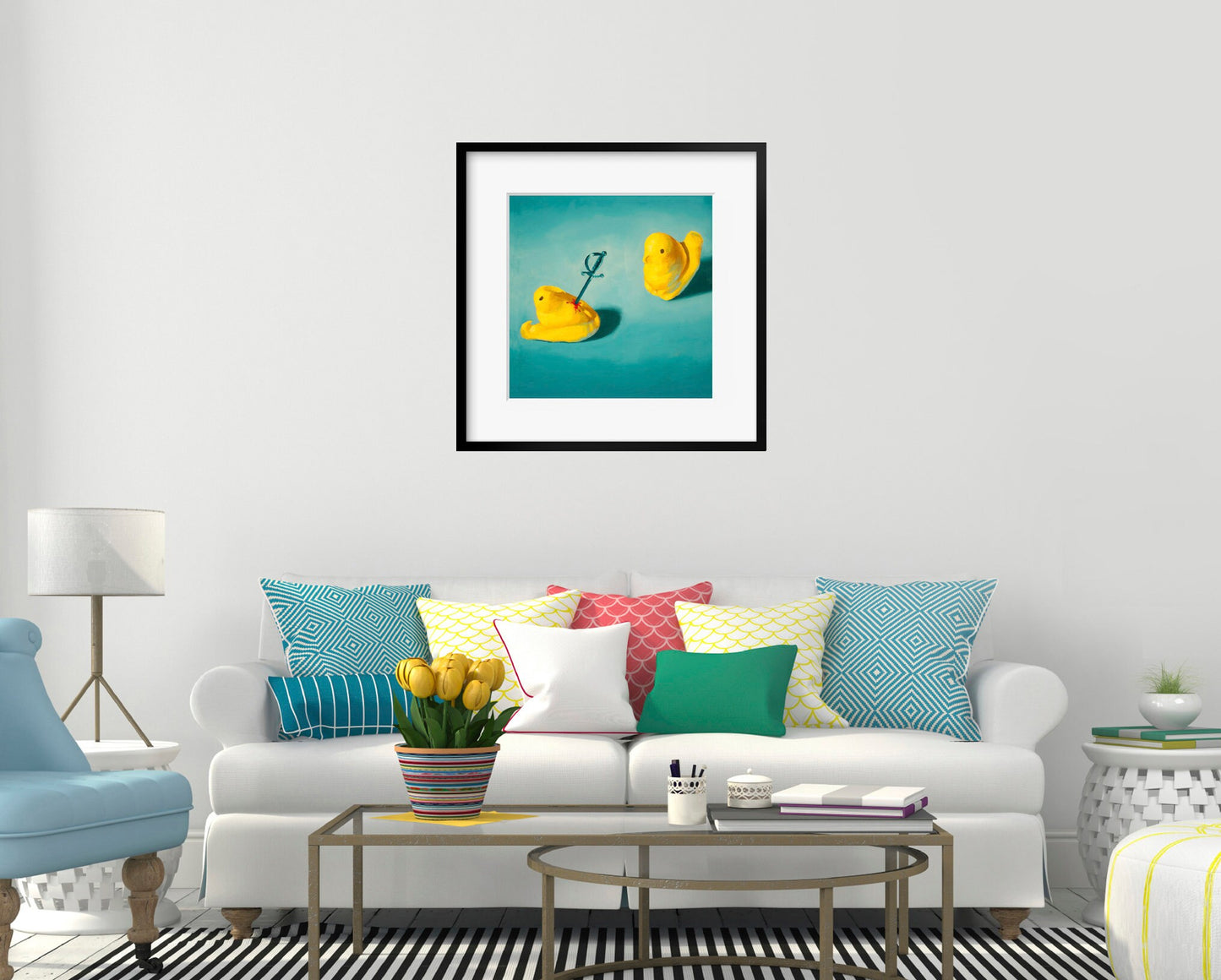 Creepy cute Peeps Art Print from oil painting - Funny animal art birthday gift of squishy marshmallow chicken baby