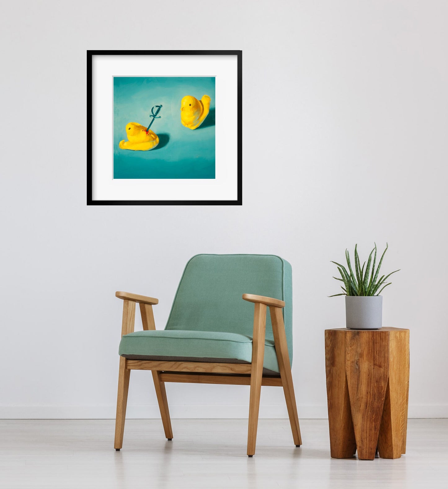 Creepy cute Peeps Art Print from oil painting - Funny animal art birthday gift of squishy marshmallow chicken baby