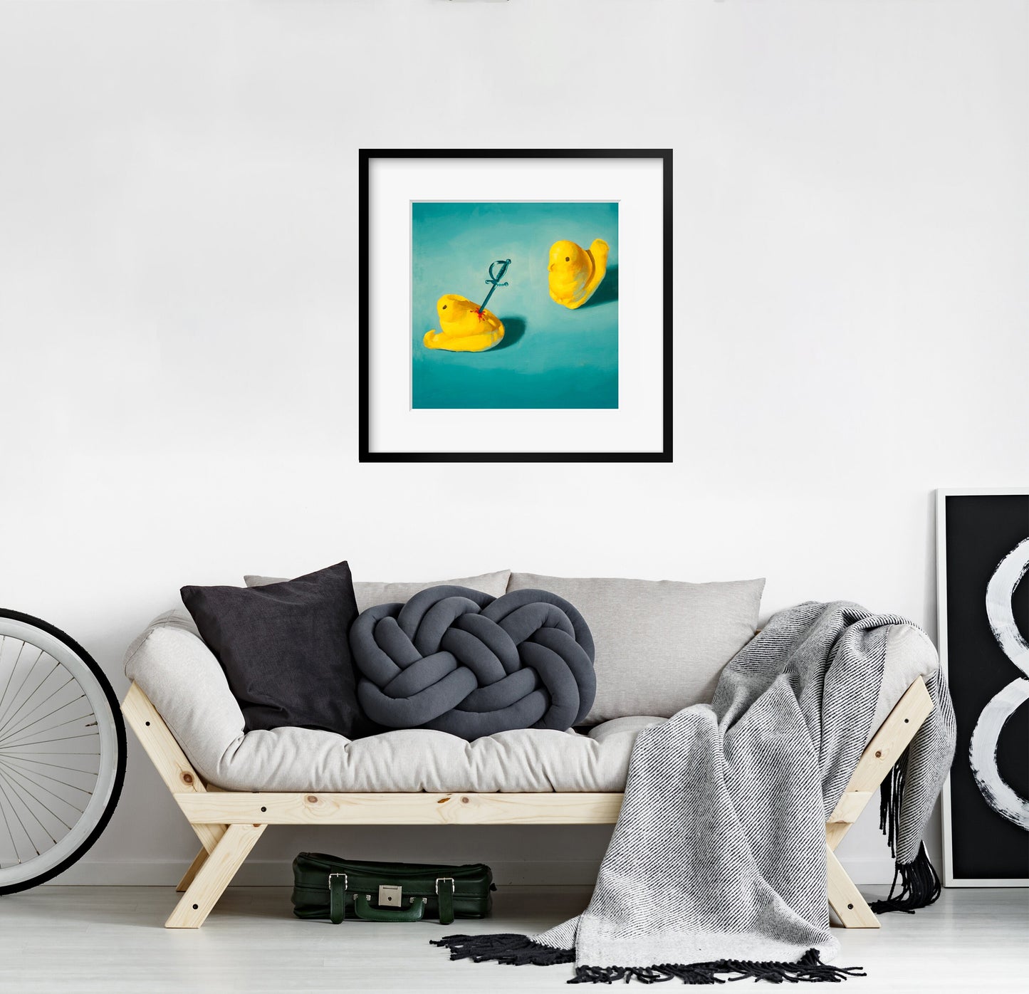 Creepy cute Peeps Art Print from oil painting - Funny animal art birthday gift of squishy marshmallow chicken baby