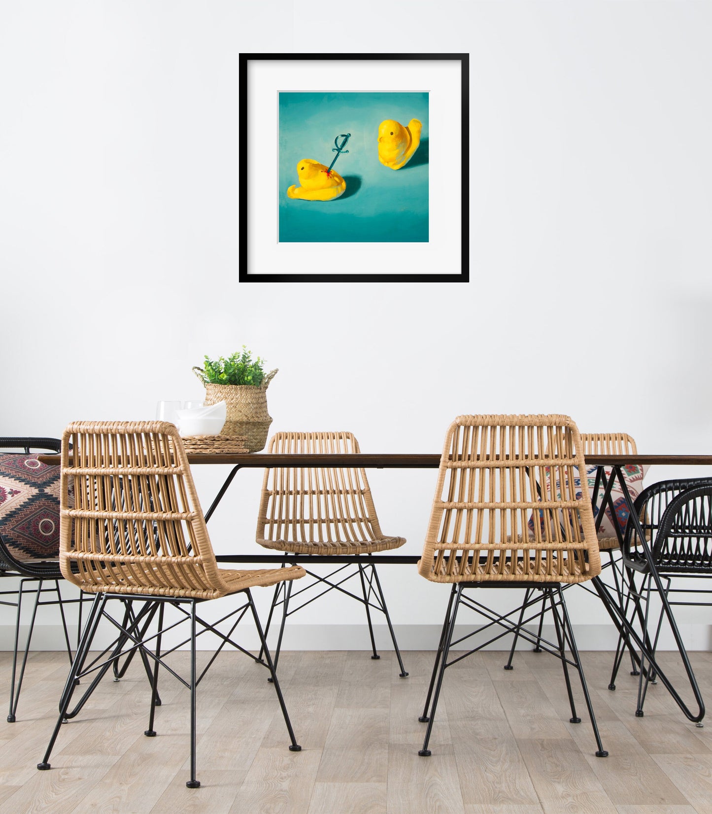 Creepy cute Peeps Art Print from oil painting - Funny animal art birthday gift of squishy marshmallow chicken baby