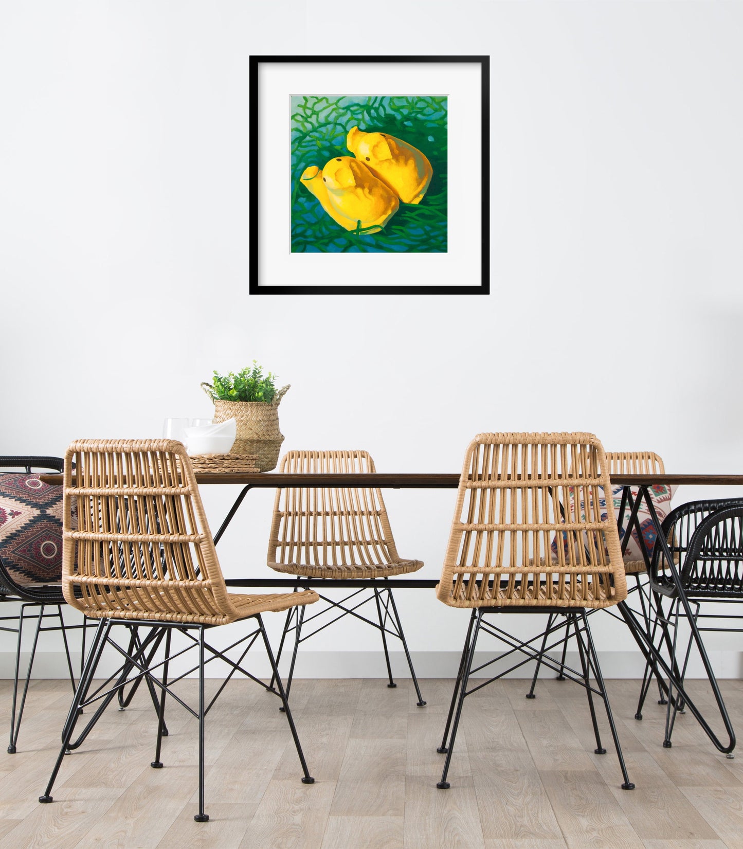 Easter Basket Peeps Art Print from oil painting - squishy funny animal art makes great baby shower or birthday gift