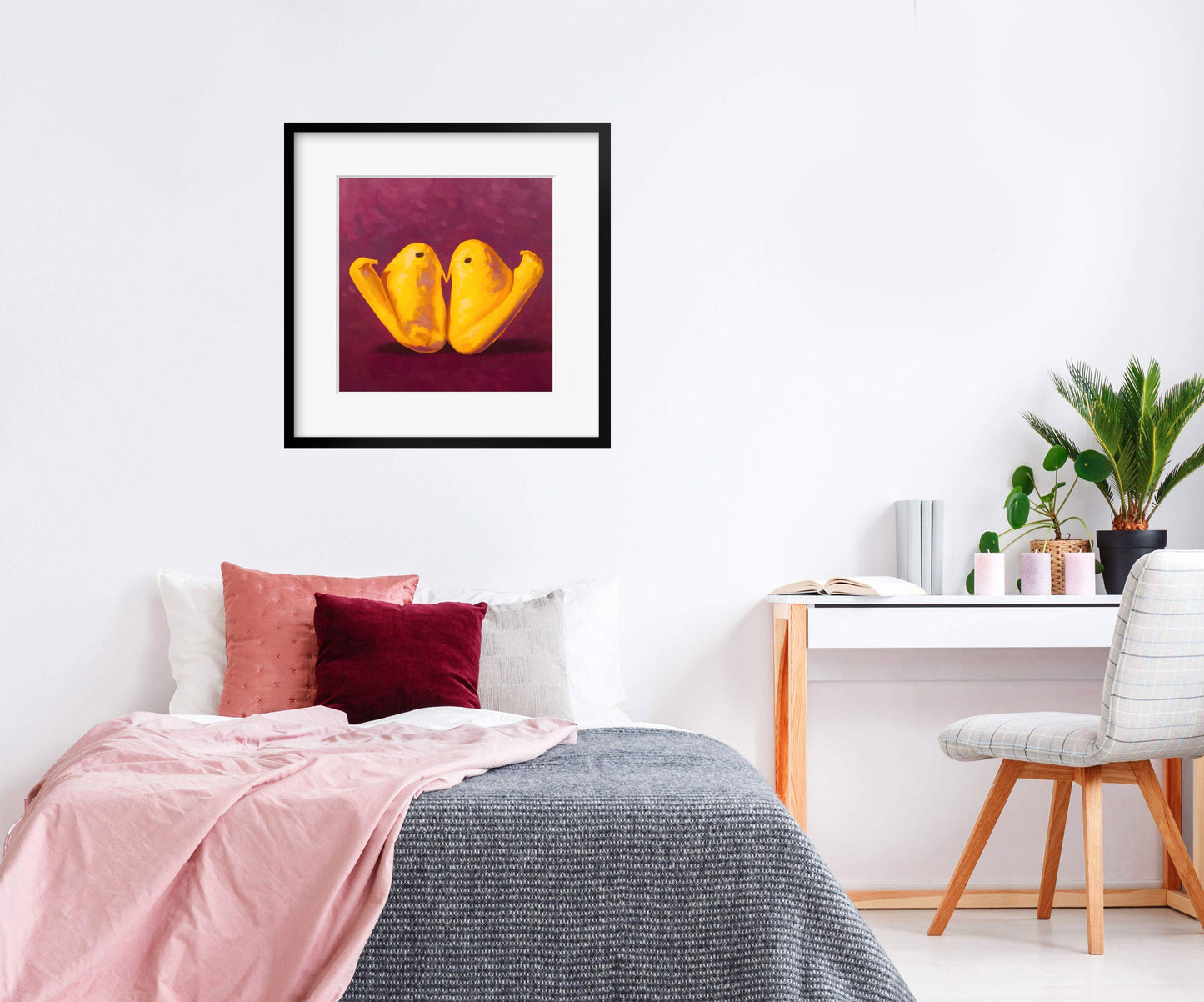 Marshmallow Peeps Art Print from oil painting - Squishy peep show makes great Valentines day gift or 2 year anniversary gift