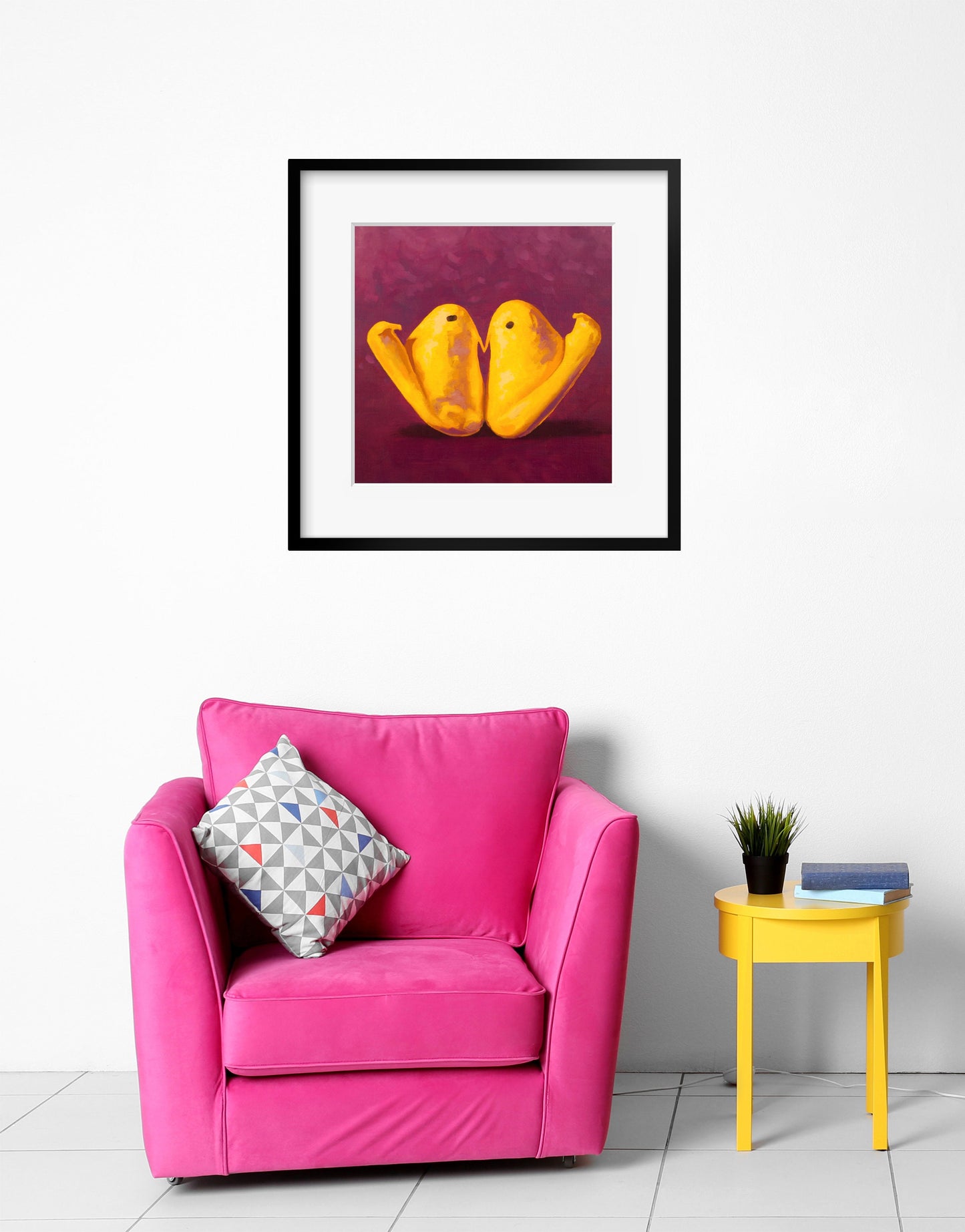 Marshmallow Peeps Art Print from oil painting - Squishy peep show makes great Valentines day gift or 2 year anniversary gift