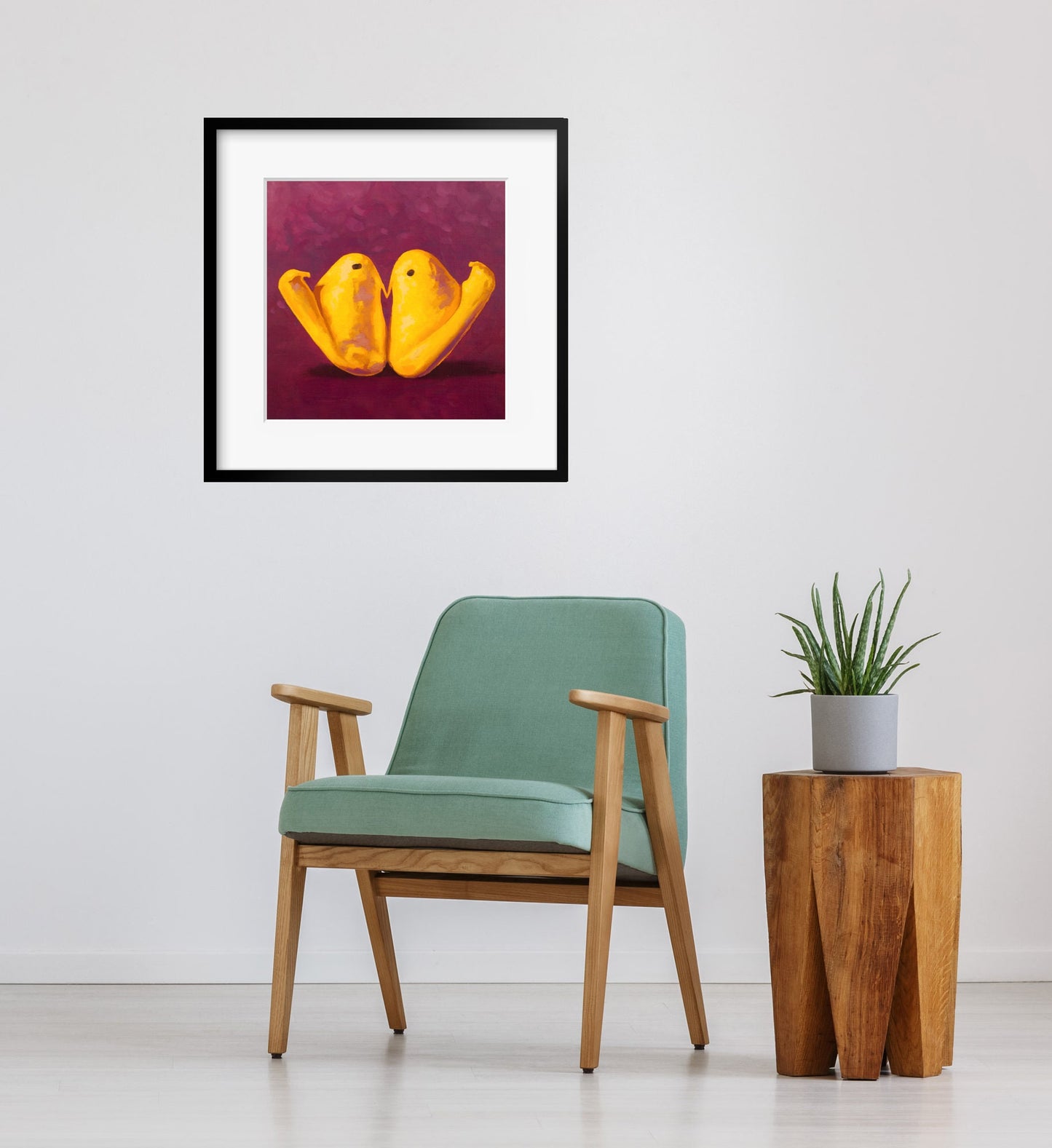 Marshmallow Peeps Art Print from oil painting - Squishy peep show makes great Valentines day gift or 2 year anniversary gift