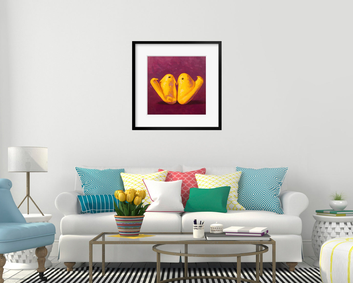 Marshmallow Peeps Art Print from oil painting - Squishy peep show makes great Valentines day gift or 2 year anniversary gift