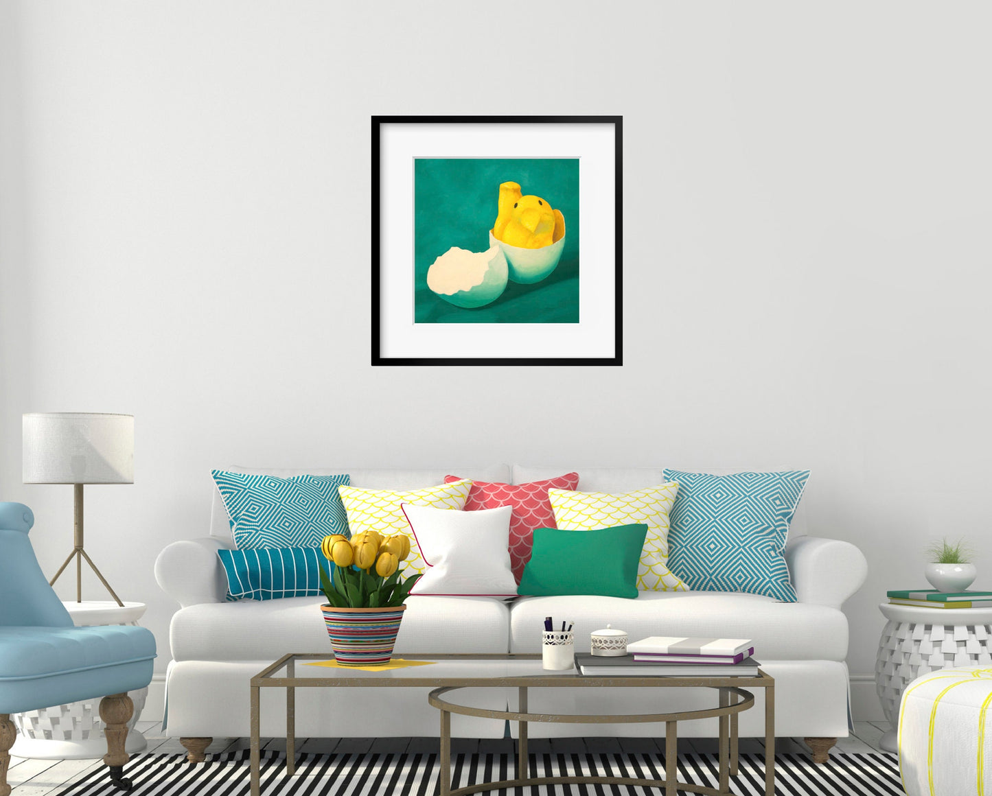 Birthday Peeps Art Print from oil painting - Funny squishy marshmallow peep for Easter basket baby shower or nursery art