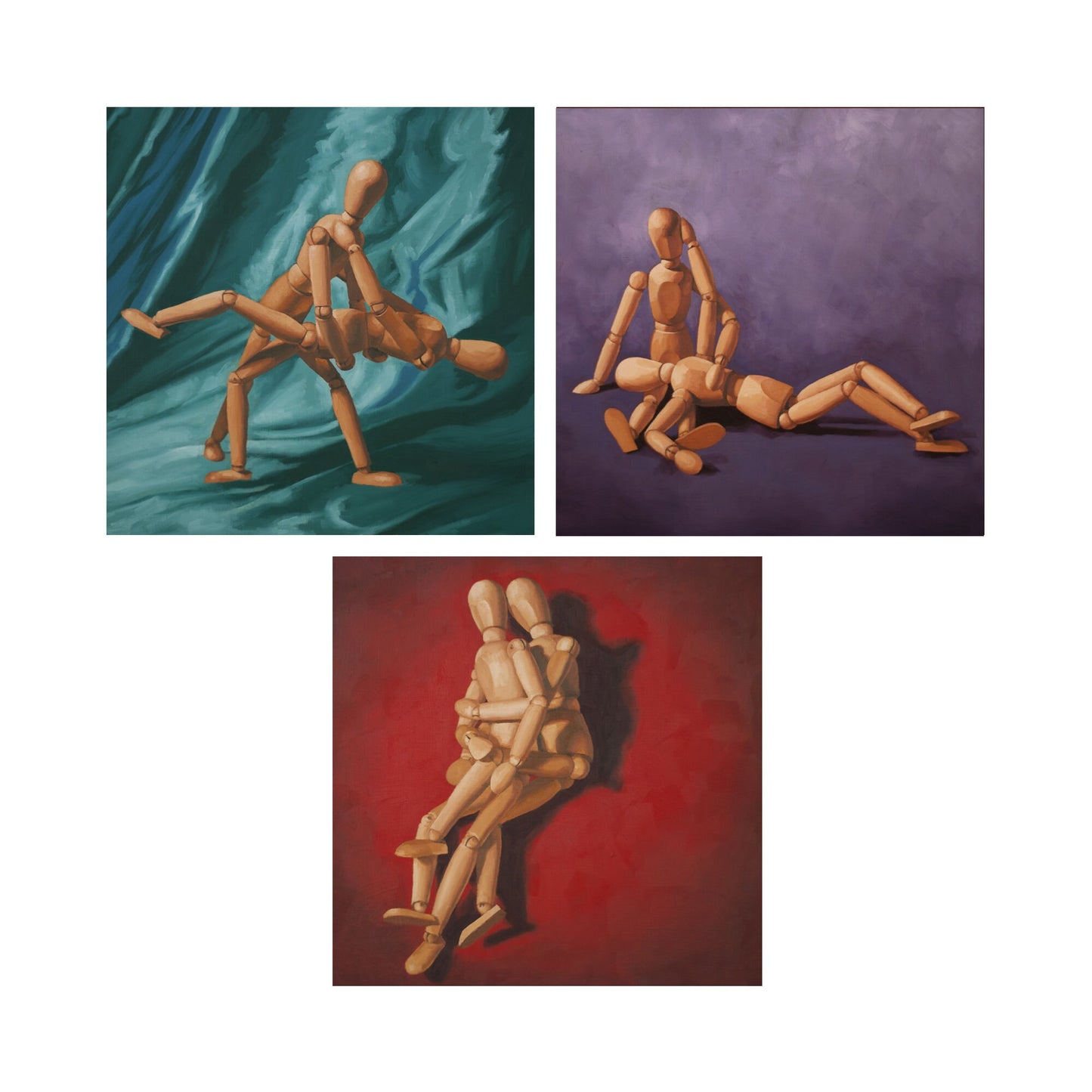Wood Manikin Art Dolls - Set of 3 Prints