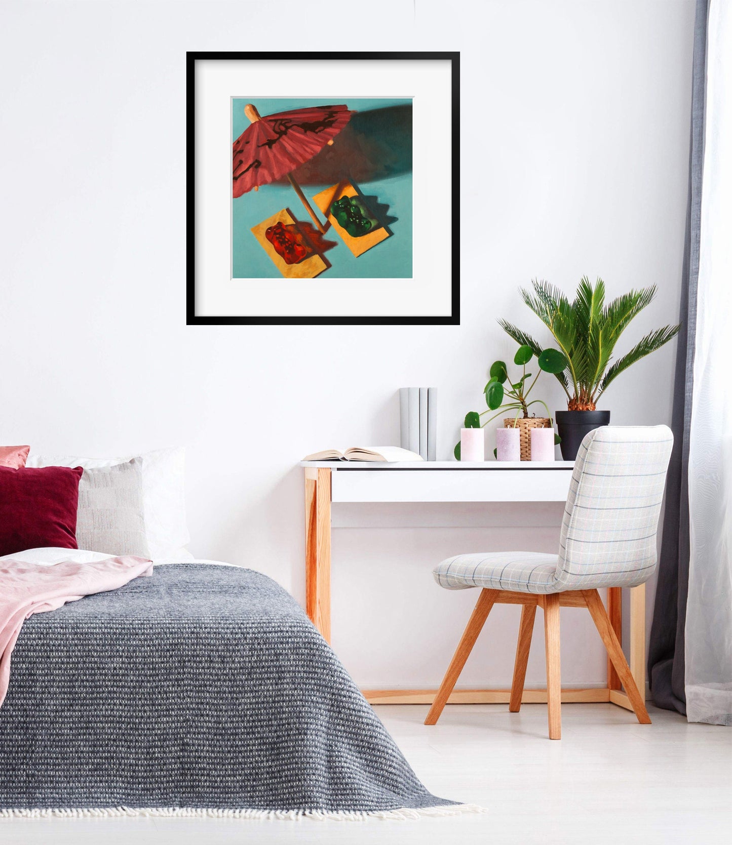 Gummy Bear Beach Bum Art print from oil painting - tropical surf art for airbnb or retirement party