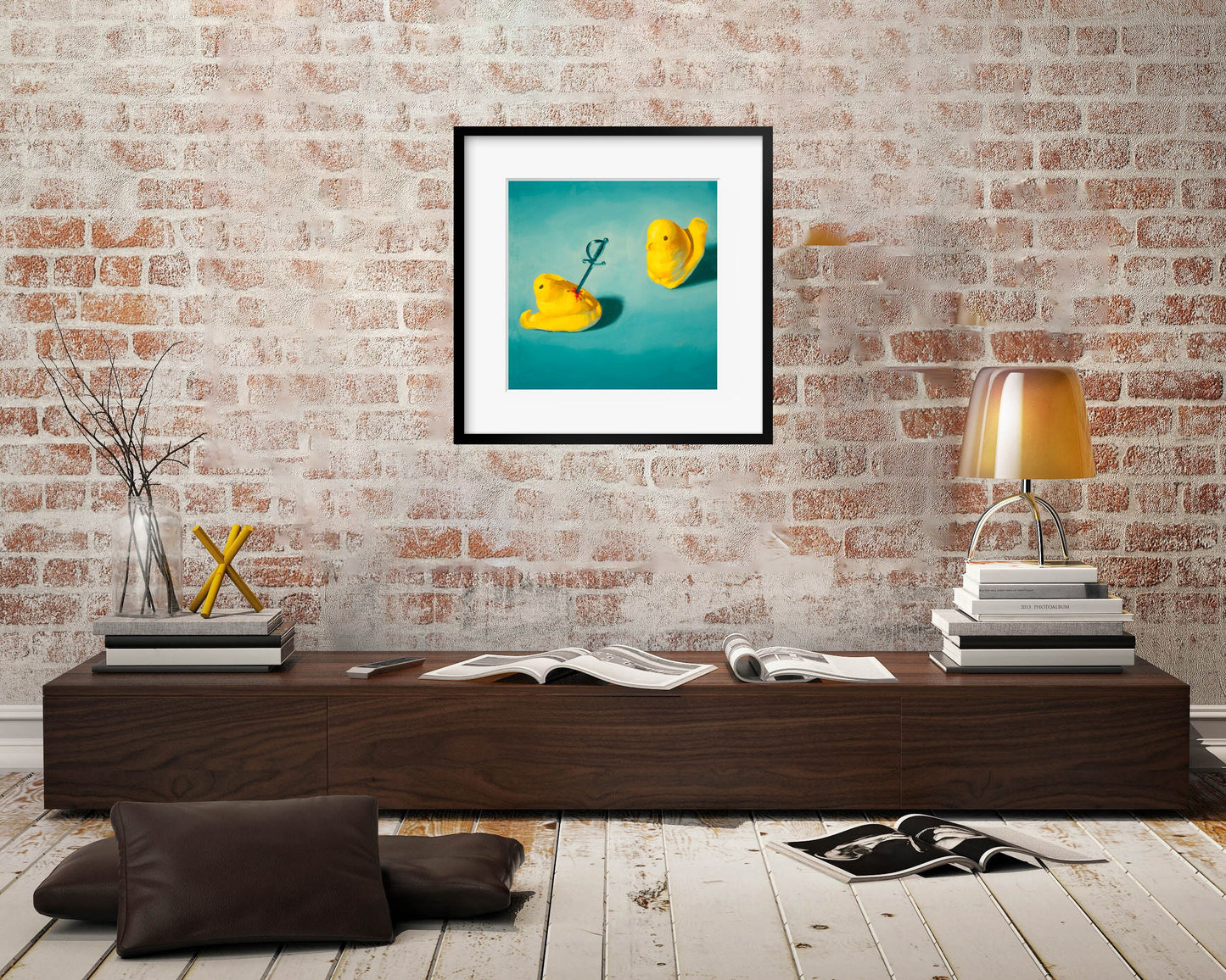 Creepy cute Peeps Art Print from oil painting - Funny animal art birthday gift of squishy marshmallow chicken baby