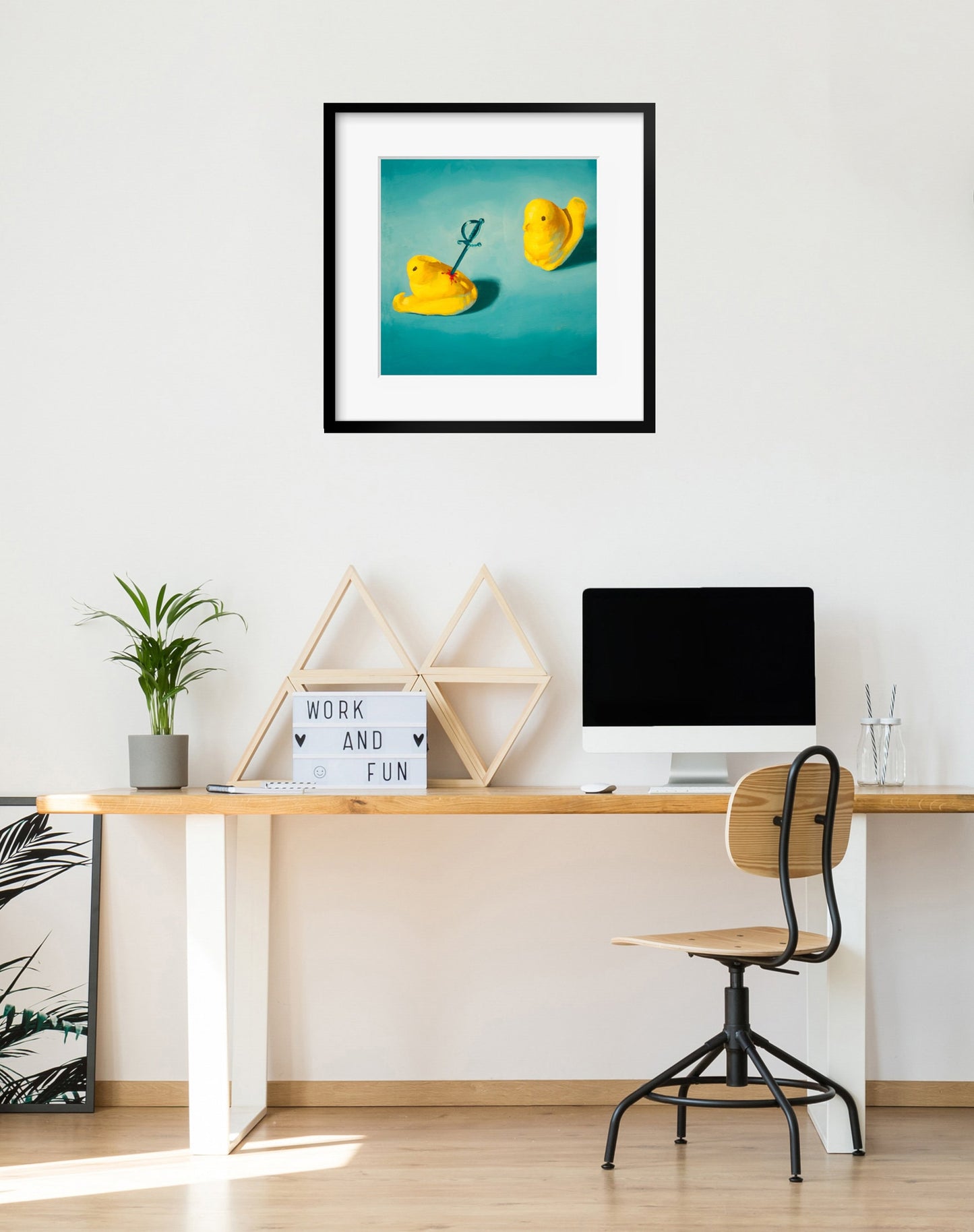 Creepy cute Peeps Art Print from oil painting - Funny animal art birthday gift of squishy marshmallow chicken baby