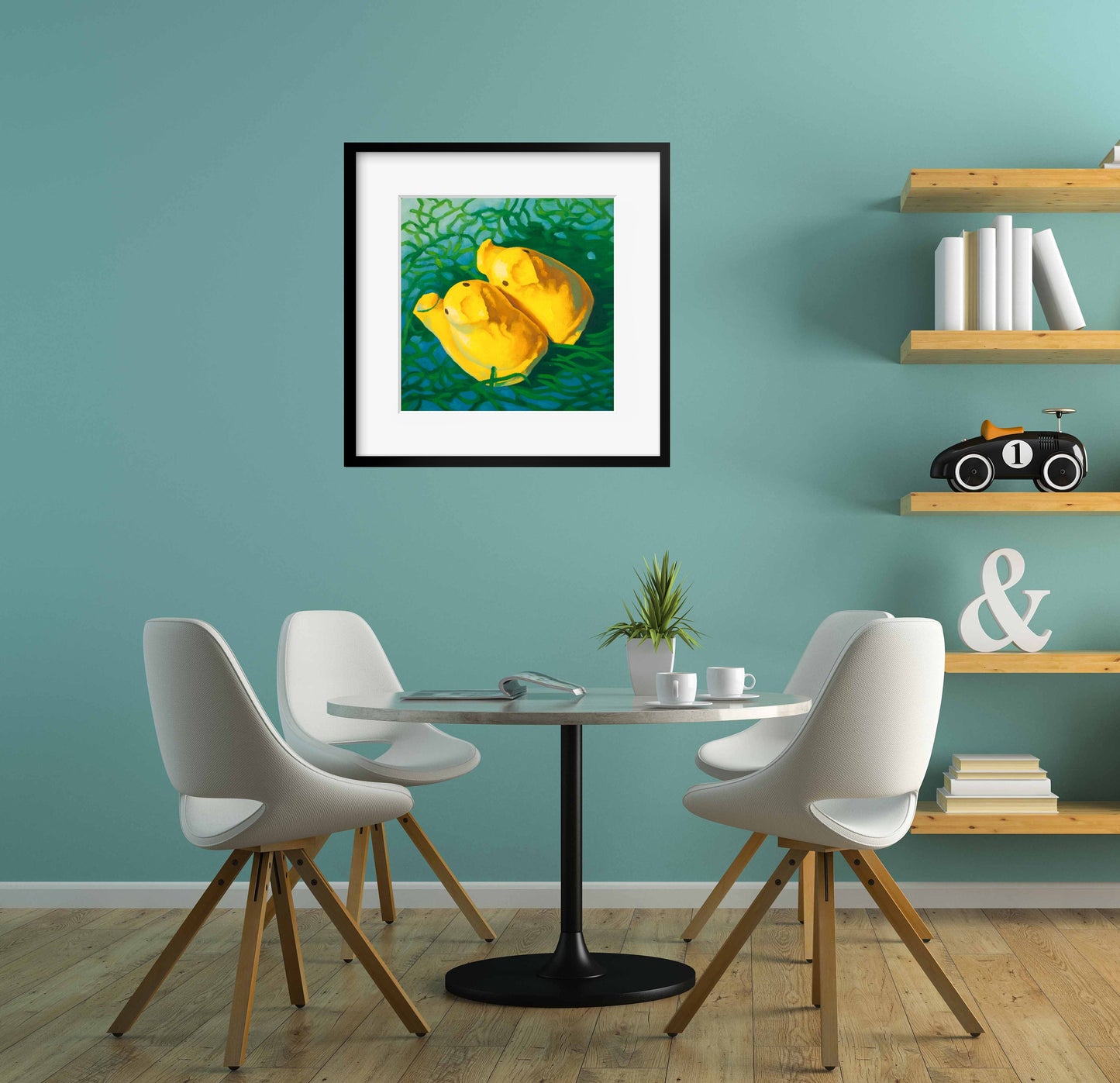 Easter Basket Peeps Art Print from oil painting - squishy funny animal art makes great baby shower or birthday gift