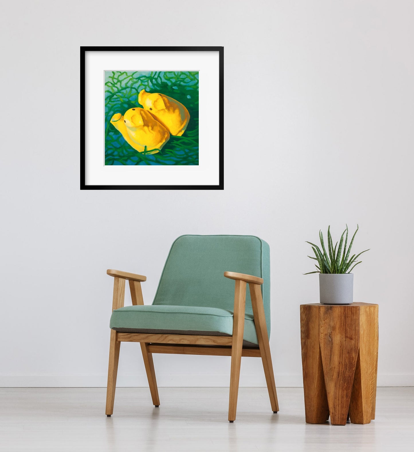 Easter Basket Peeps Art Print from oil painting - squishy funny animal art makes great baby shower or birthday gift