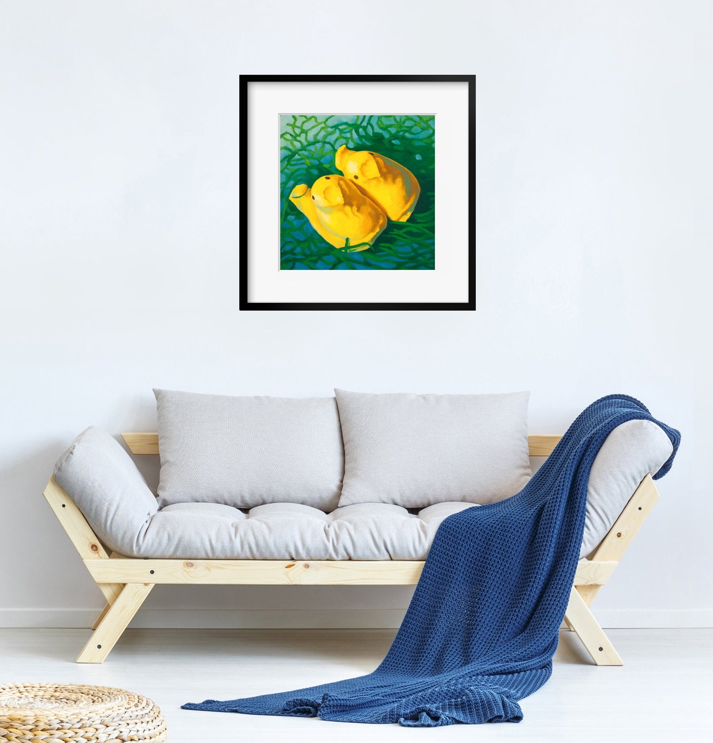 Easter Basket Peeps Art Print from oil painting - squishy funny animal art makes great baby shower or birthday gift