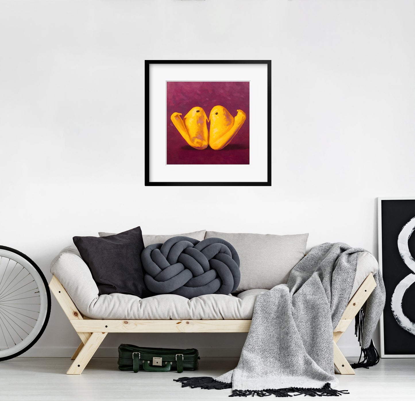 Marshmallow Peeps Art Print from oil painting - Squishy peep show makes great Valentines day gift or 2 year anniversary gift