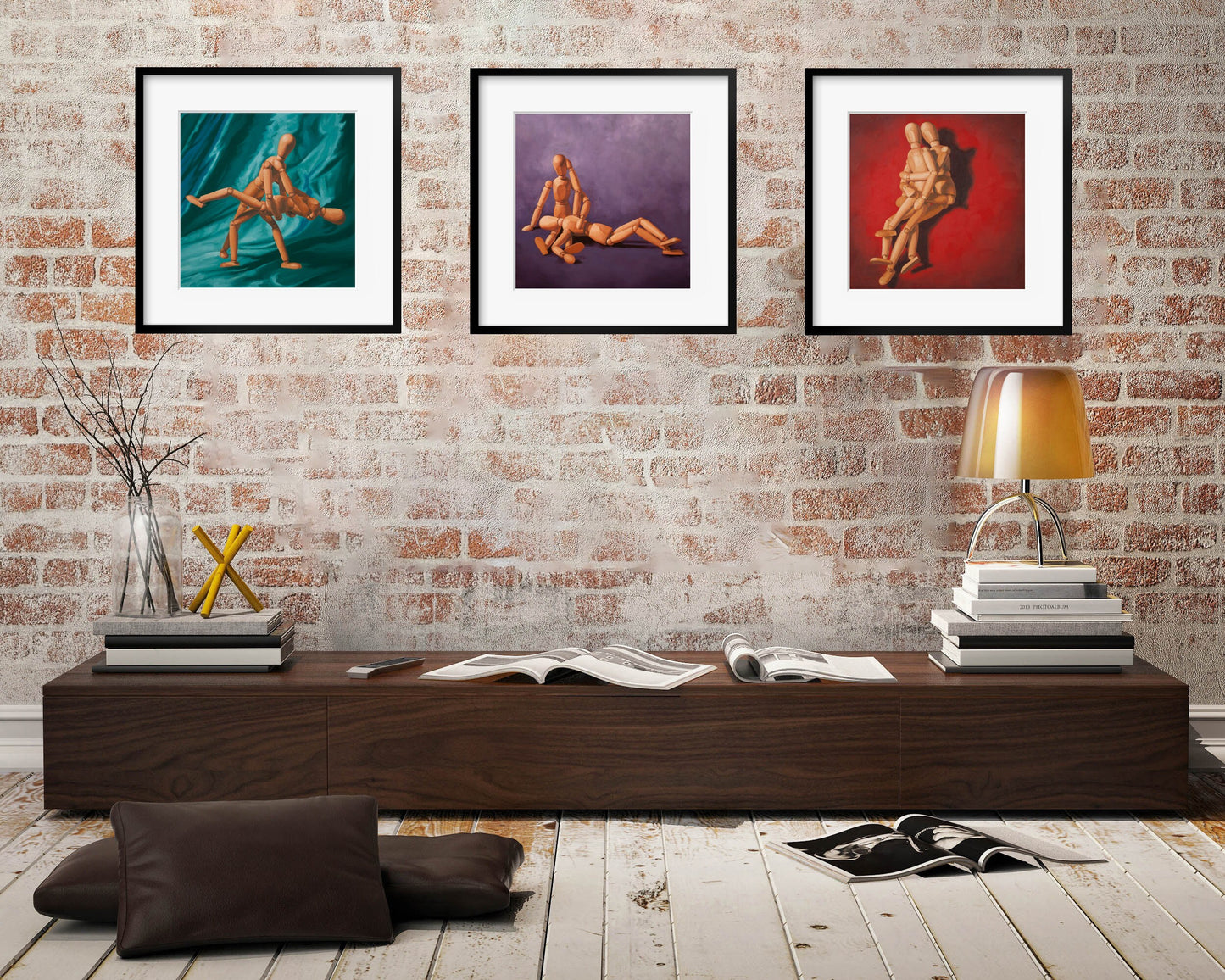 Wood Manikin Art Dolls - Set of 3 Prints