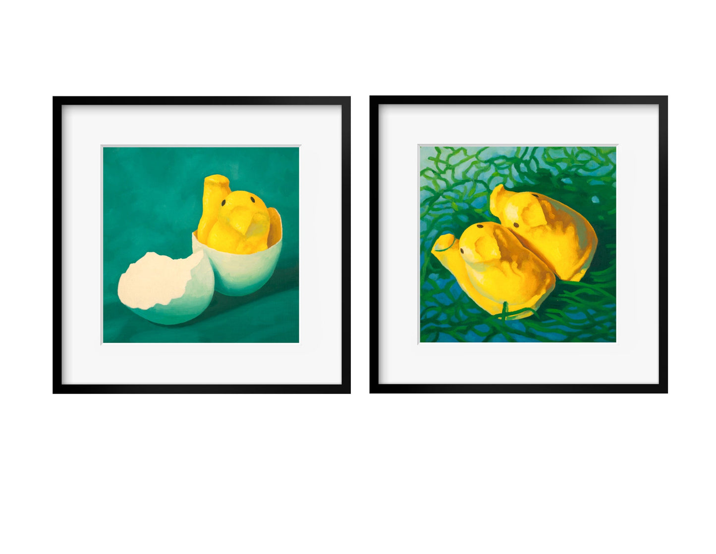 Marshmallow Peeps Art Set of 2 prints from oil painting - 2 piece wall art for birthday gift baby shower gift or nursery art