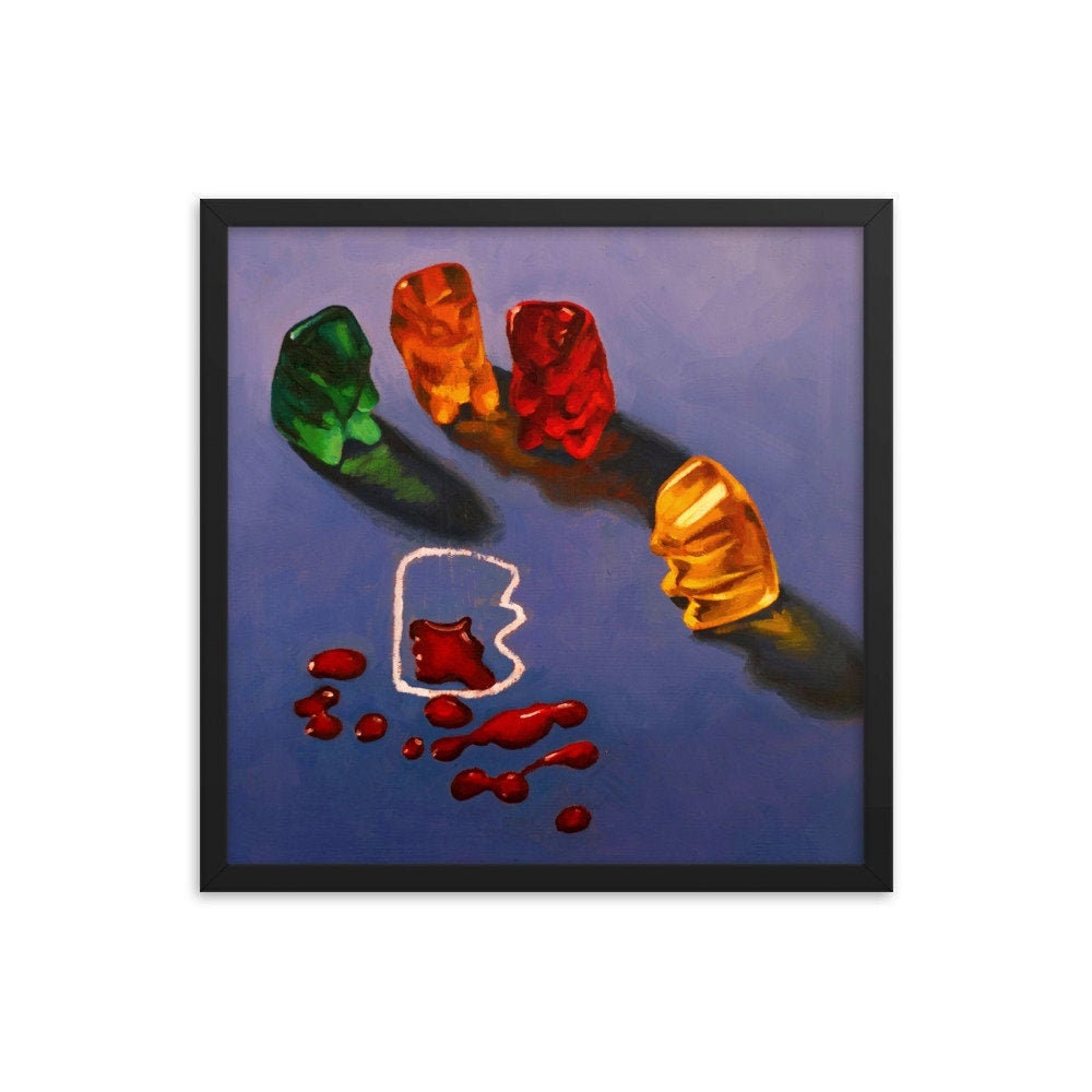 Gummy Bear CSI Crime Scene - Framed Art Print