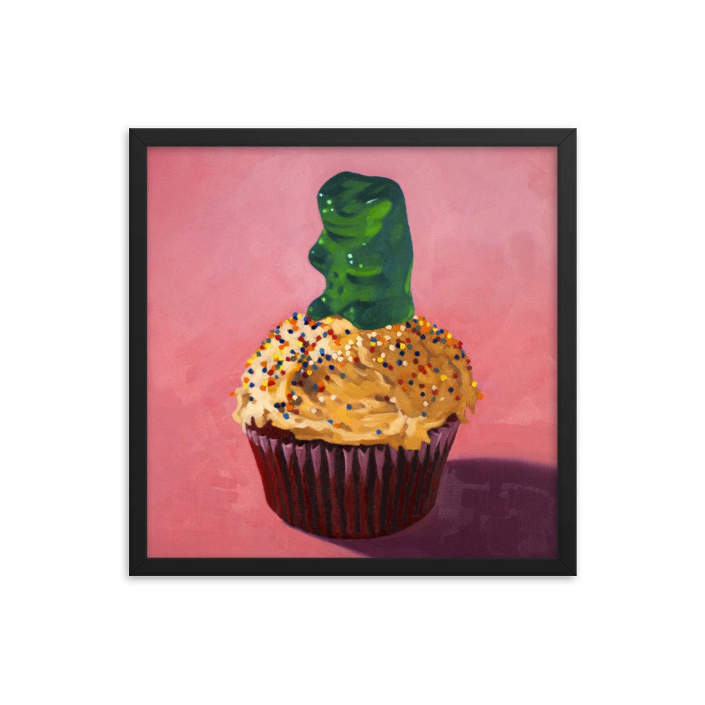 Gummy Bear Cupcake - Framed Art Print