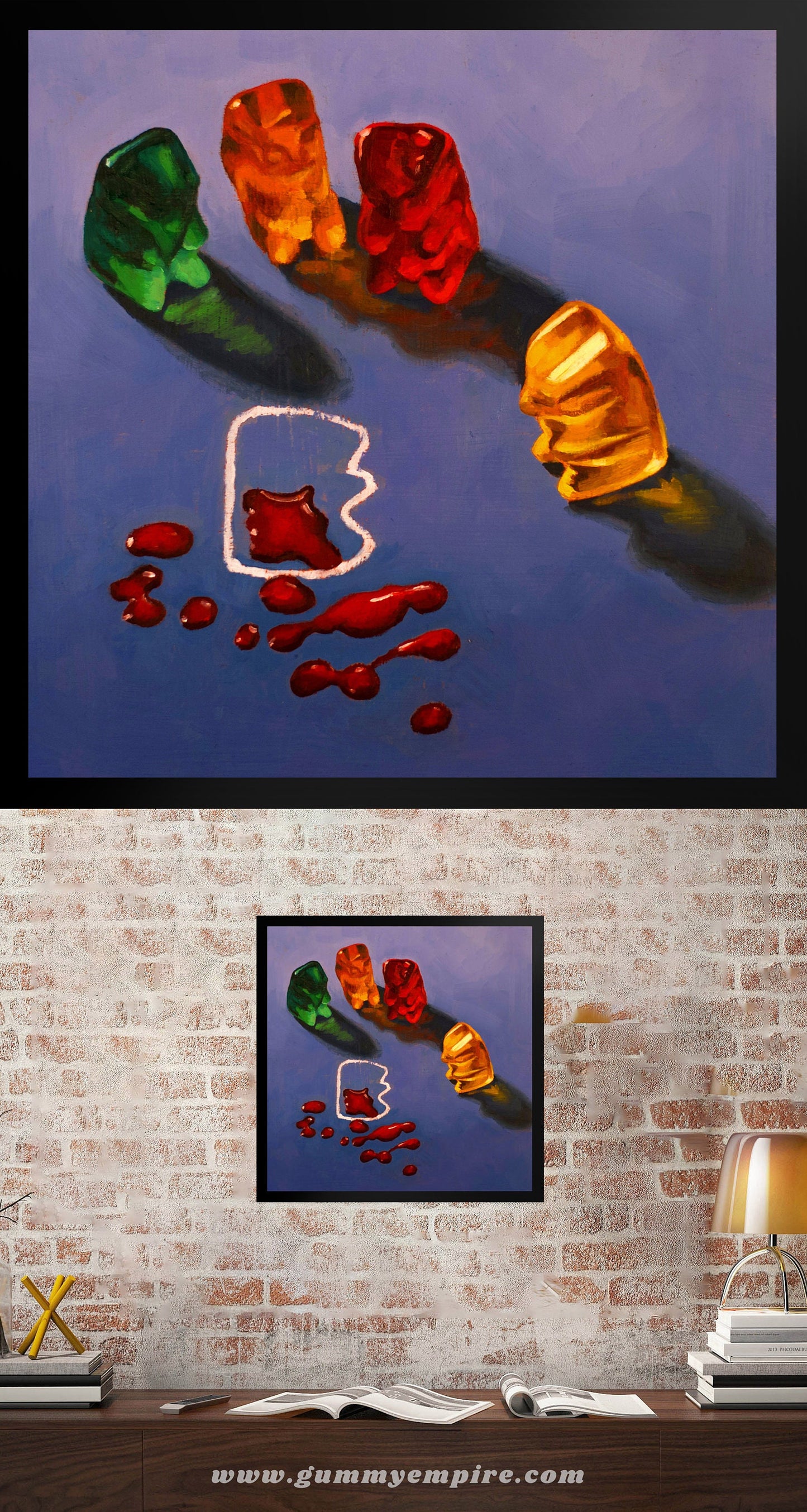 Gummy Bear CSI Crime Scene - Framed Art Print