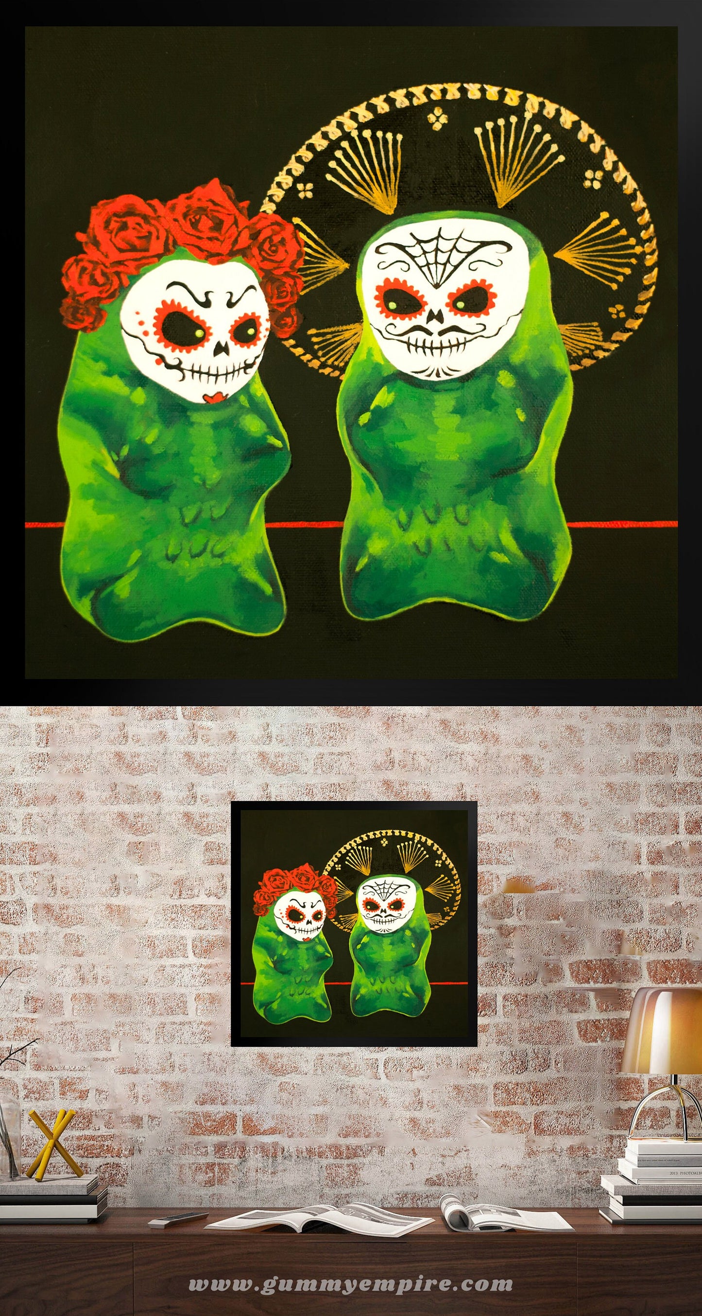 Gummy Bear Day Of The Dead - Framed Art Print