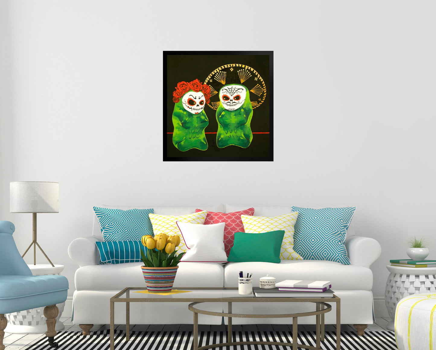 Gummy Bear Day Of The Dead - Framed Art Print