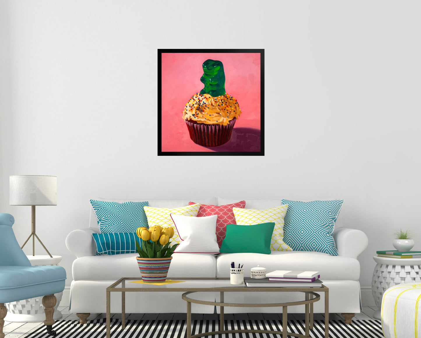 Gummy Bear Cupcake - Framed Art Print