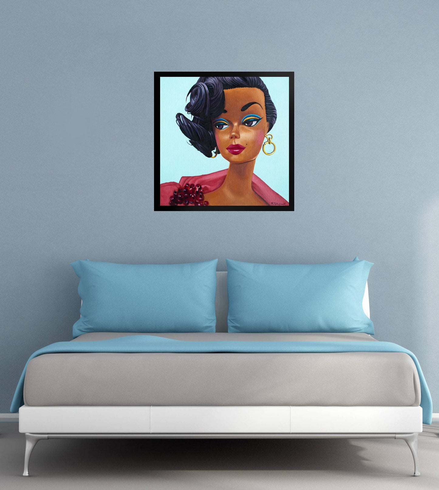 Vintage Black Barb doll - Framed Art Print