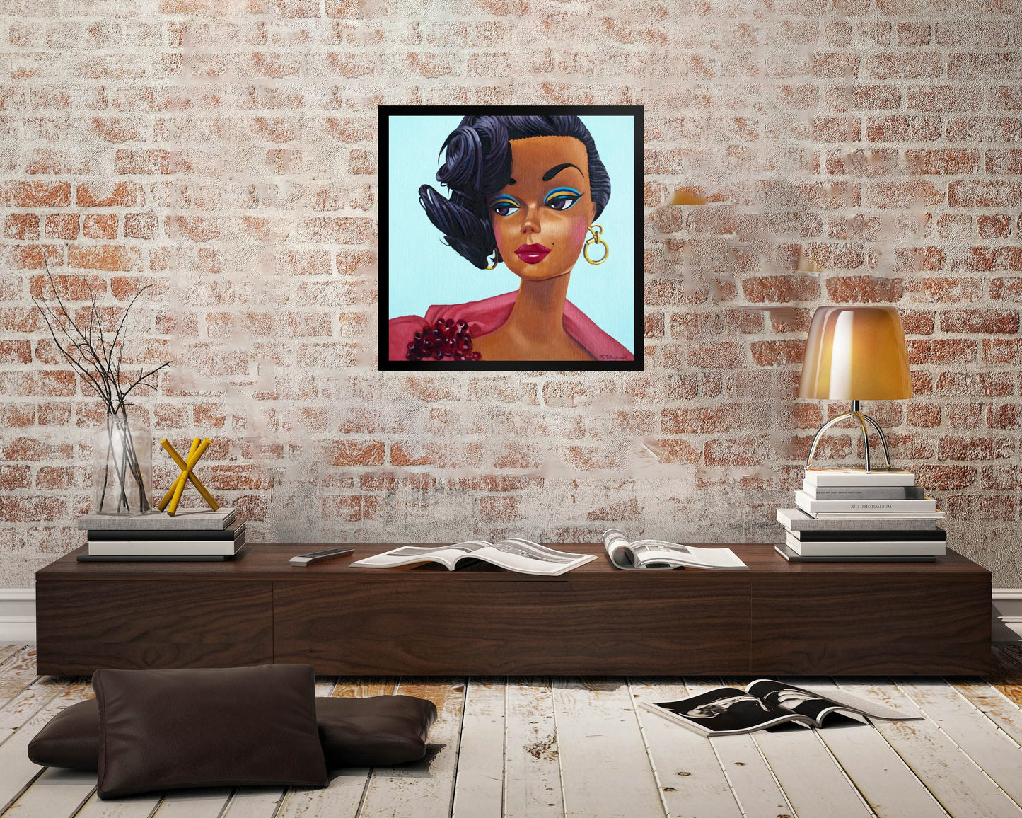 Vintage Black Barb doll - Framed Art Print