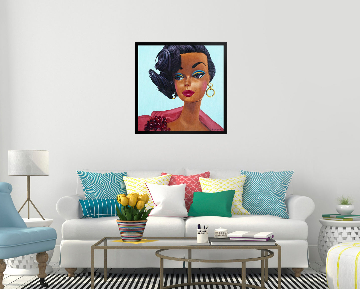 Vintage Black Barb doll - Framed Art Print