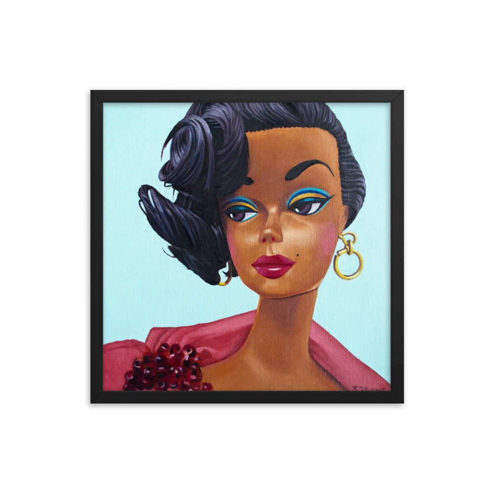 Vintage Black Barb doll - Framed Art Print