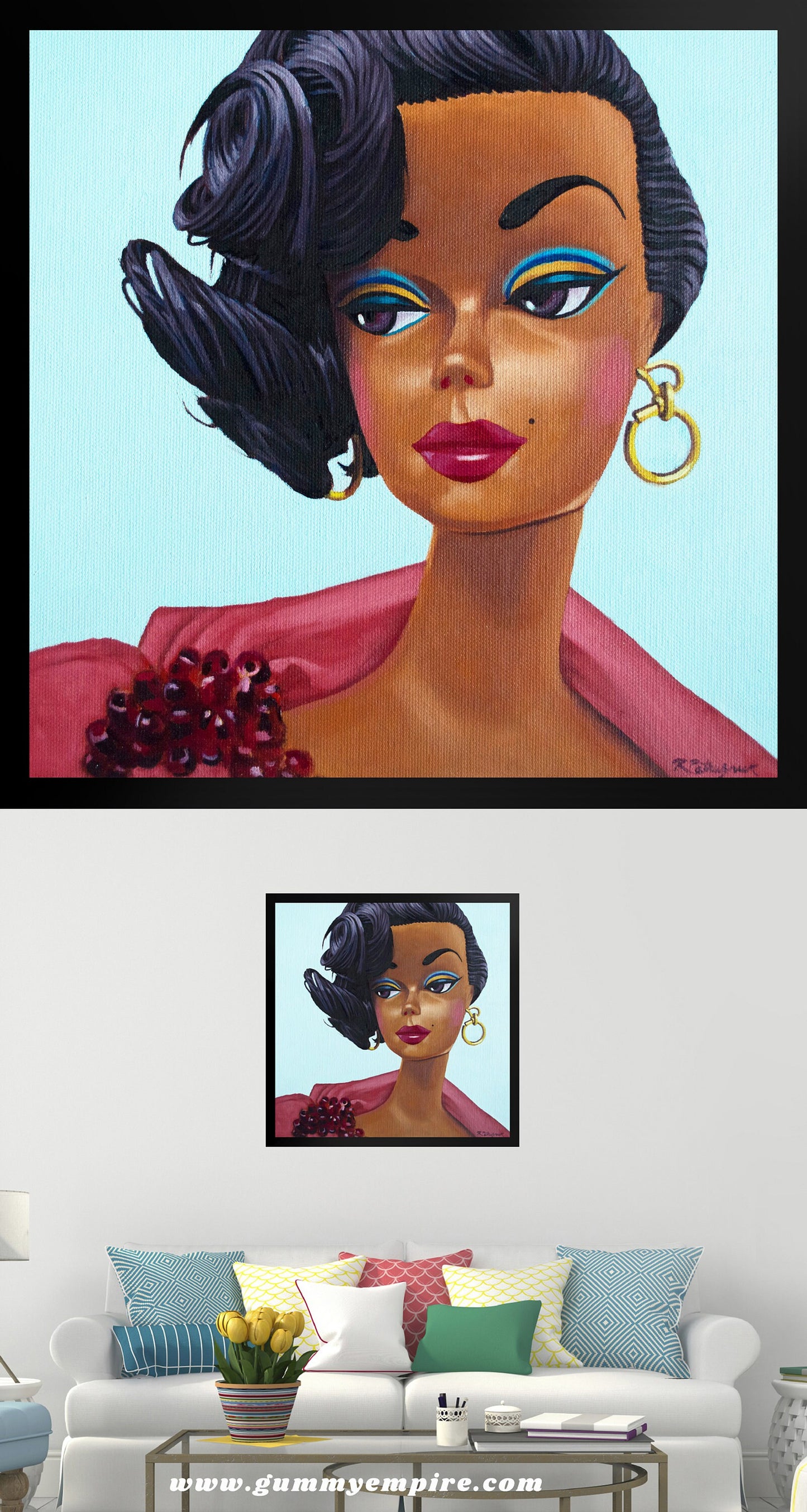 Vintage Black Barb doll - Framed Art Print