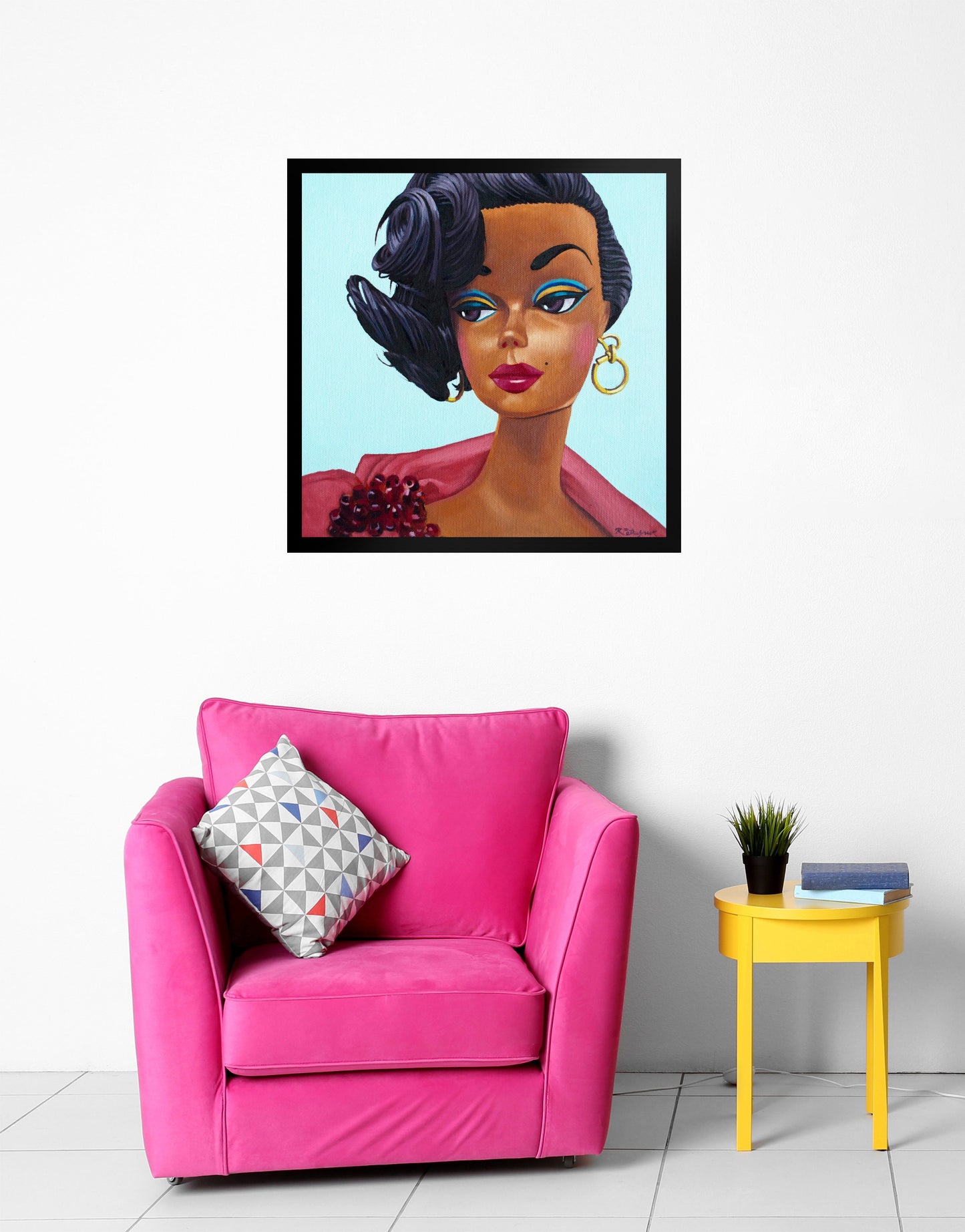 Vintage Black Barb doll - Framed Art Print