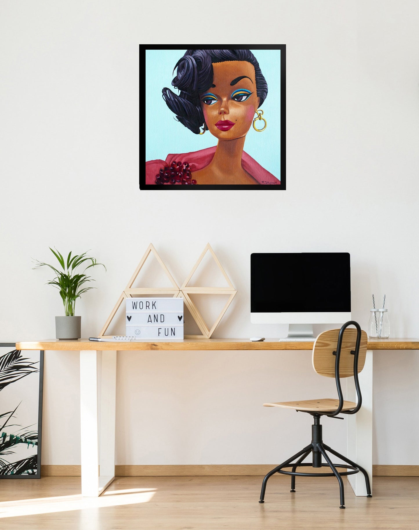 Vintage Black Barb doll - Framed Art Print