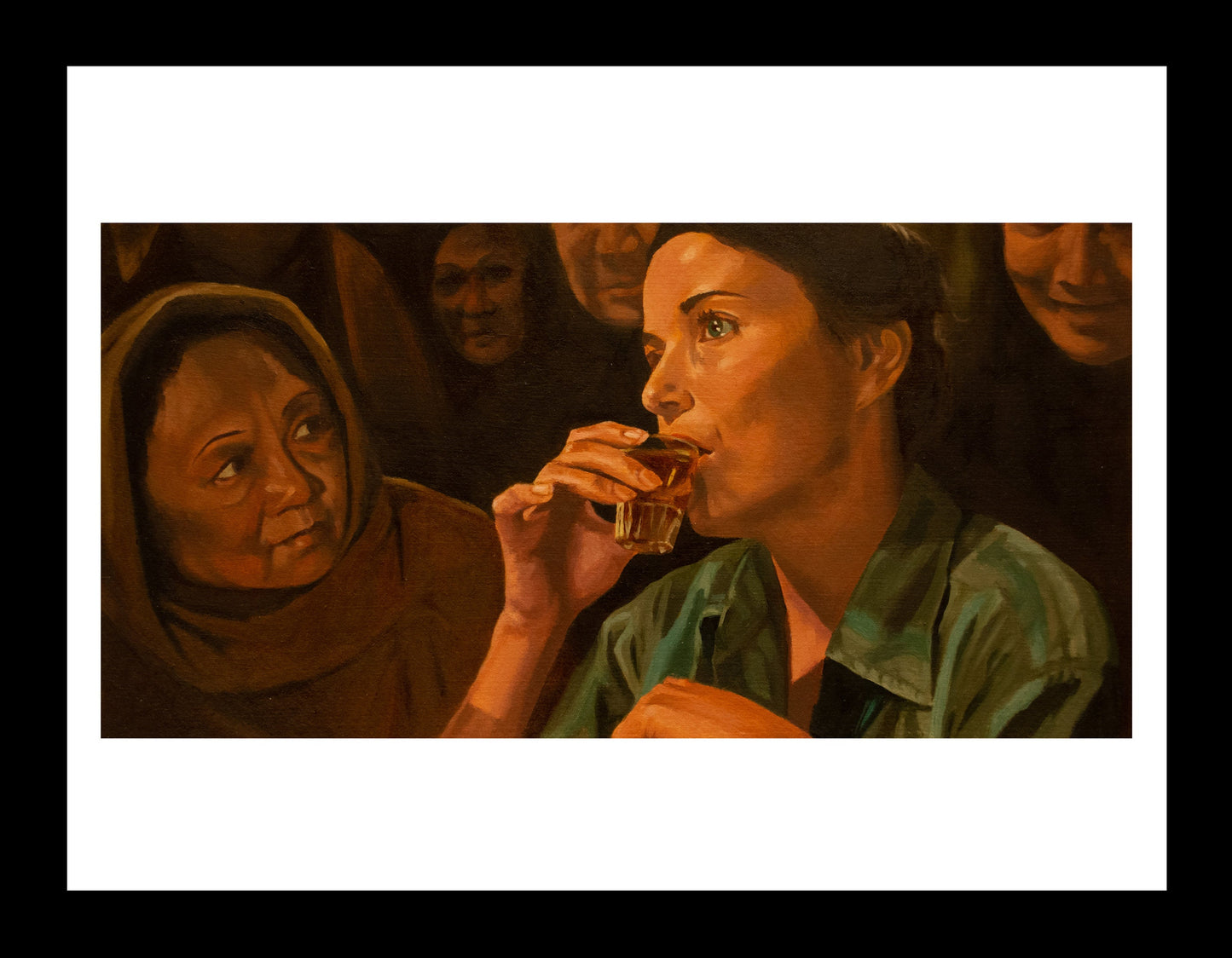 Raiders of the Lost Ark - art print - Marion Ravenwood drinking contest.