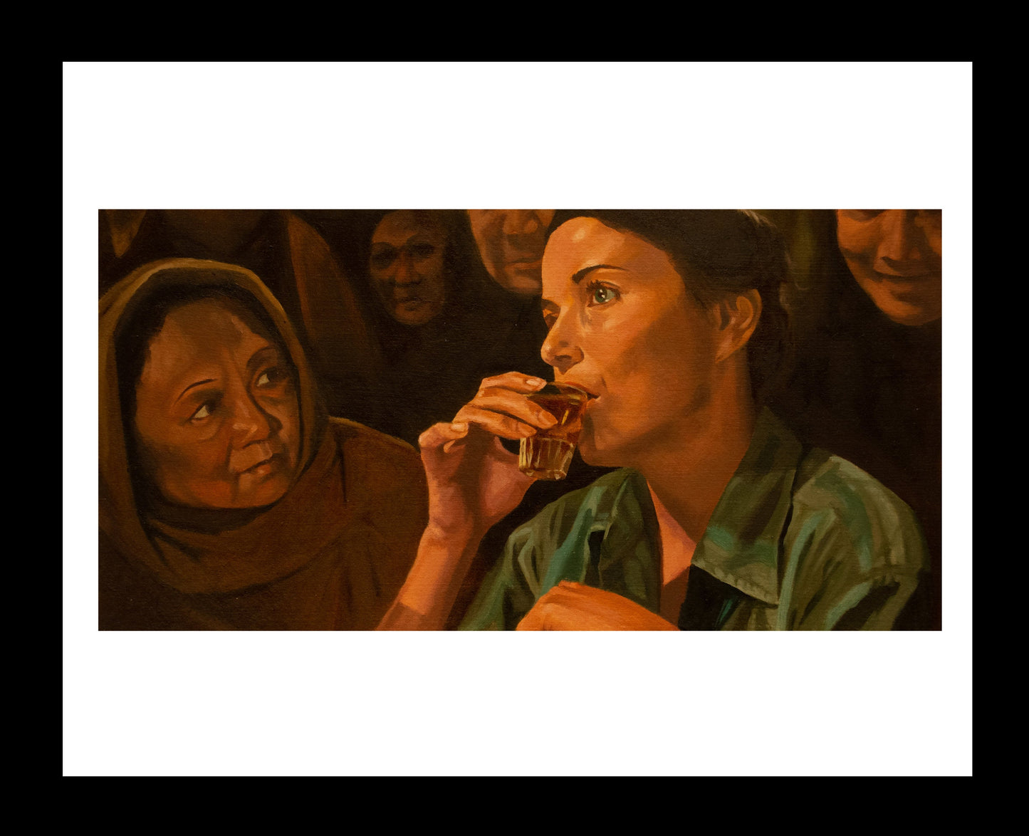 Raiders of the Lost Ark - art print - Marion Ravenwood drinking contest.